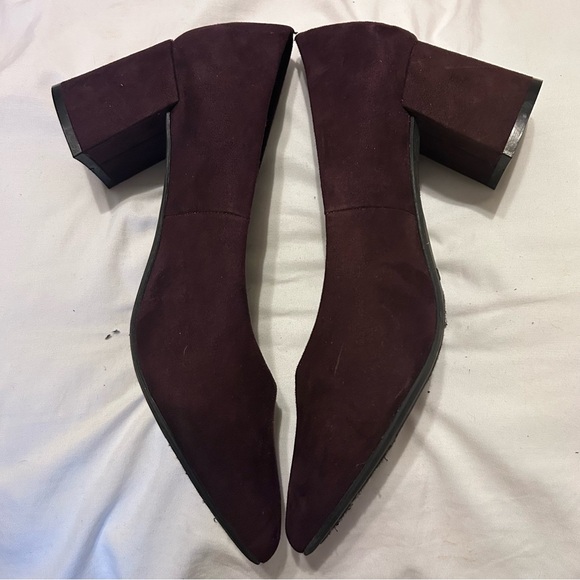 Christian Siriano Burgundy Block Heel Pumps Size 9.5 Office Evening Faux Suede - Picture 5 of 8